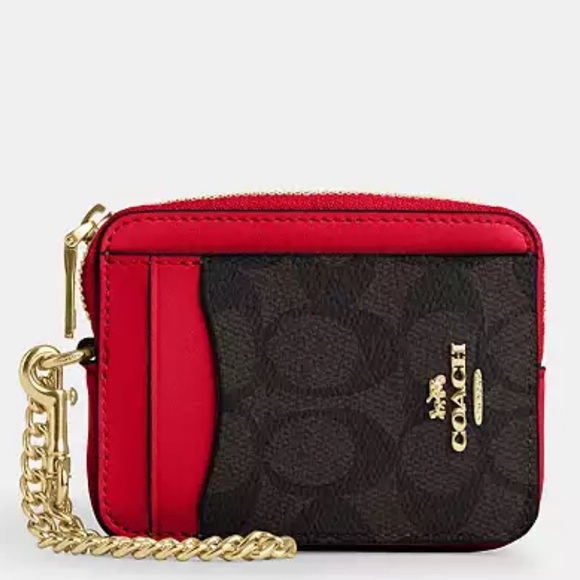 Coach Zip Card Case In Signature Canvas nwt in packaging - Picture 1 of 4